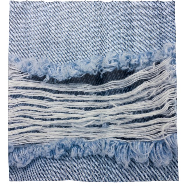 Light blue torn Jeans texture. Shower Curtain (Front)