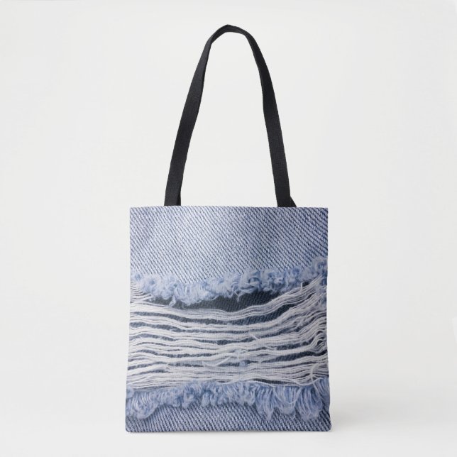 Light Blue Torn Jeans Texture Tote Bag (Front)