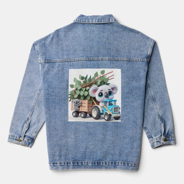 Light Blue Tractor with Koala Baby Denim Jacket (Back)