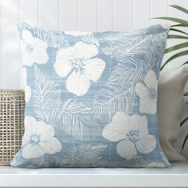 Light Blue Tropical Throw Pillow (Creator Uploaded)