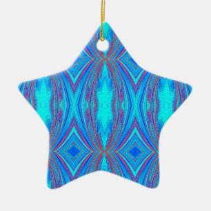Light Blue Turquoise Diamonds Pattern Ceramic Tree Decoration
