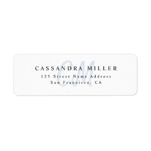 Light Blue Two Letter Monogram Name Return Address