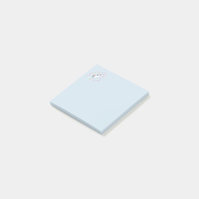 Light Blue Unicorn Corner Delight Post-it Notes (Angled)