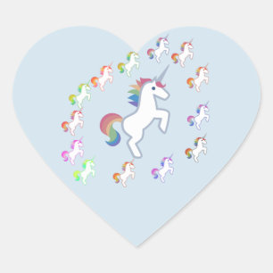 Light Blue Unicorn Heart Whimsy Sticker