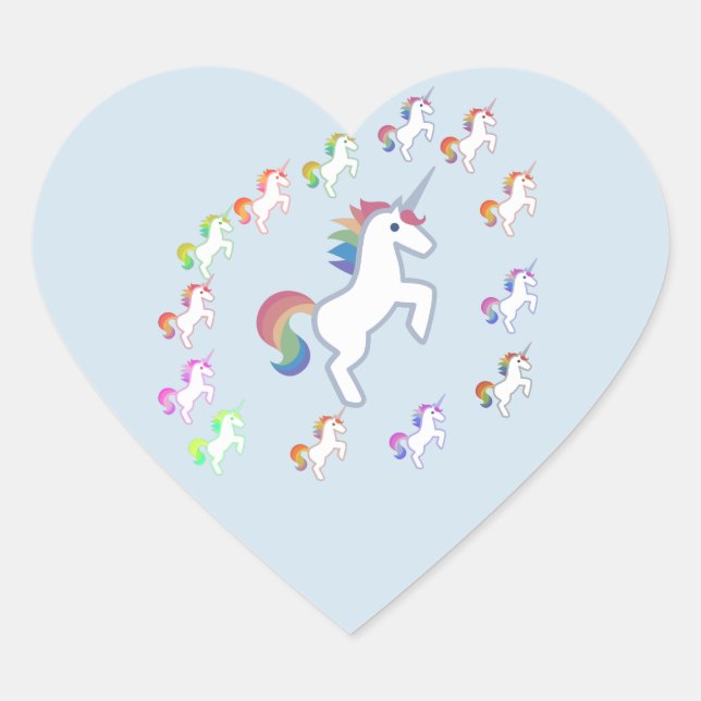 Light Blue Unicorn Heart Whimsy Sticker (Front)