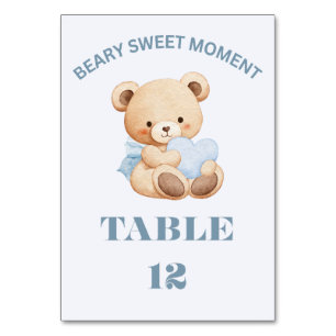 LIGHT BLUE VERTICAL BEARY SWEET BOY BABY SHOWER TABLE NUMBER