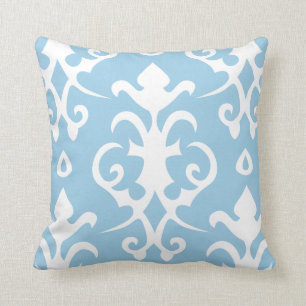 Light Blue Vintage Pattern Damask Pillow