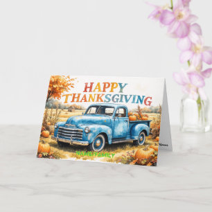 Light Blue Vintage Truck – Happy Thanksgiving Card