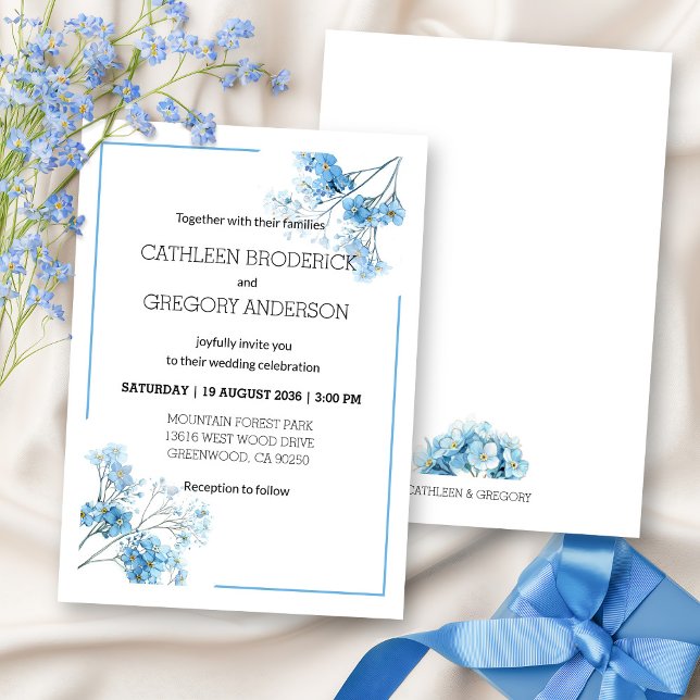 Light Blue Watercolor Botanical Floral Wedding Invitation (Creator Uploaded)