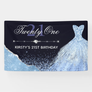 Light Blue Watercolor Dress 21st Birthday Banner