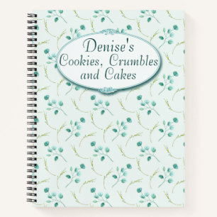 Light Blue Watercolor Eucalyptus Recipe Book