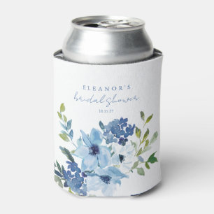 Light Blue Watercolor Floral Bridal Shower Custom Can Cooler