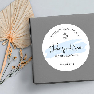 Light Blue Watercolor Food Packaging Bakery Classic Round Sticker