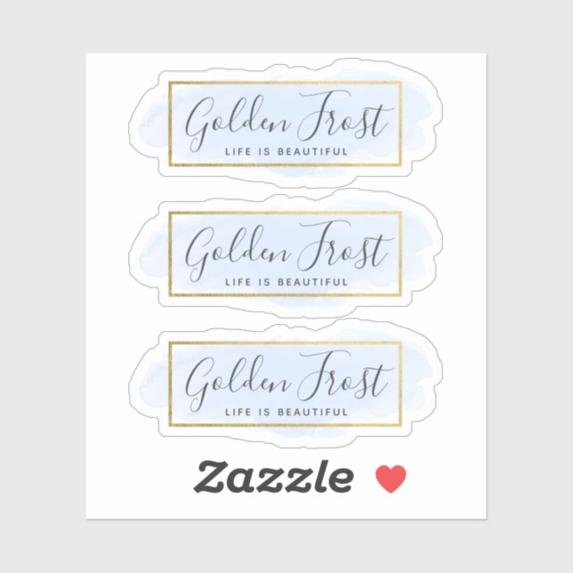 Light Blue Watercolor & Modern Gold 3-Piece Logo (Sheet)