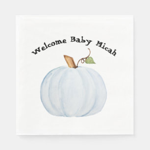 Light Blue Watercolor Pumpkin Baby Shower Napkin