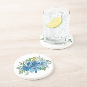 Light Blue Watercolor Roses Coaster
