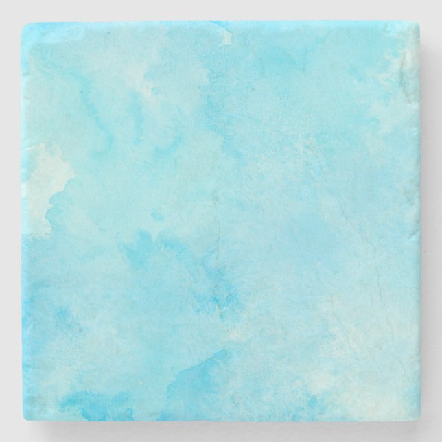 Light Blue Watercolor– Serene Style Stone Coaster (Front)