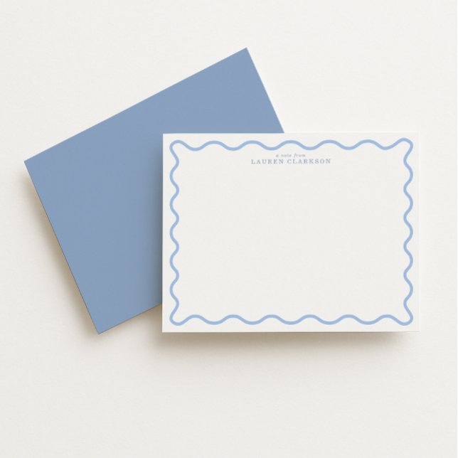 Light Blue Wavy Border Personalized Note Card (Creator Uploaded)