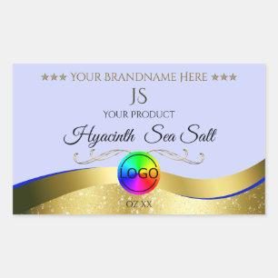 Light Blue Wavy Gold Logo Monogram Product Label