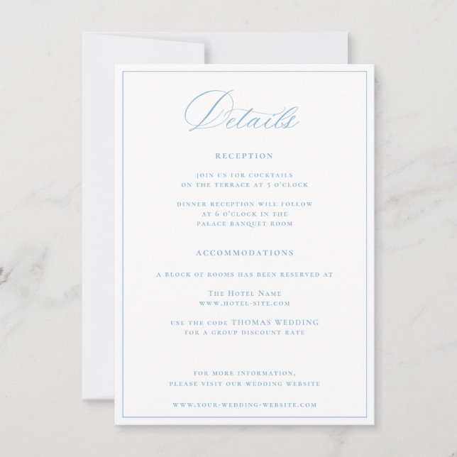 Light Blue Wedding Details Enclosure Card (Front)