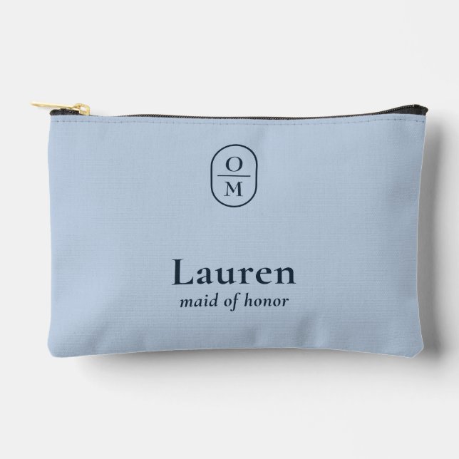 Light Blue | Wedding Monogram Bridesmaid Gift  Accessory Pouch (Front)