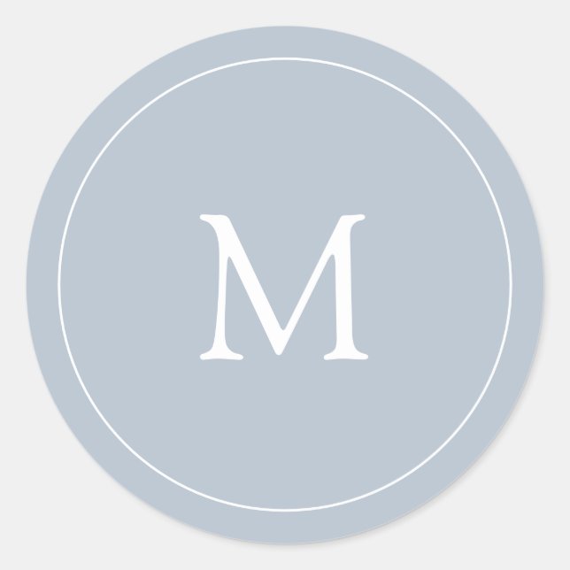 Light Blue | Wedding Monogram Classic Round Sticker (Front)