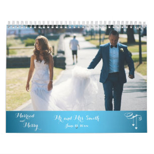 Light Blue Wedding Photo Calendar