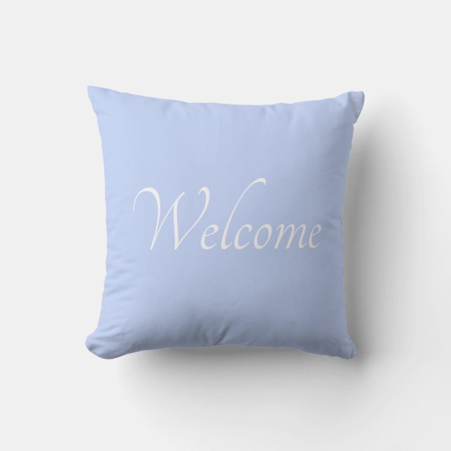 Light blue welcome reversible pillow (Front)