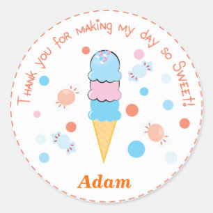 Light blue Whimsical Ice cream Party Sticker