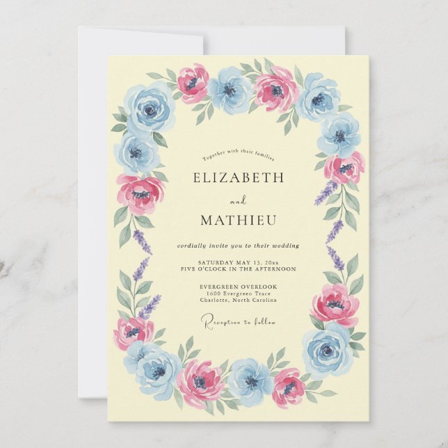 Light Blue Whimsical Spring Wedding Invitation (Front)