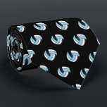 Light Blue, White and Black Volleyball Tie<br><div class="desc">Volleyball Sport Men's Tie - Two side print. Featuring a light baby blue, white and black sport volleyball pattern on a black background. A great gift for a volleyball player, volleyball fan or volleyball team coach, a fun sports design. More colours are available if you can't find your colours, please...</div>