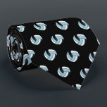Light Blue, White and Black Volleyball Tie<br><div class="desc">Volleyball Sport Men's Tie - Two side print. Featuring a light baby blue, white and black sport volleyball pattern on a black background. A great gift for a volleyball player, volleyball fan or volleyball team coach, a fun sports design. More colours are available if you can't find your colours, please...</div>