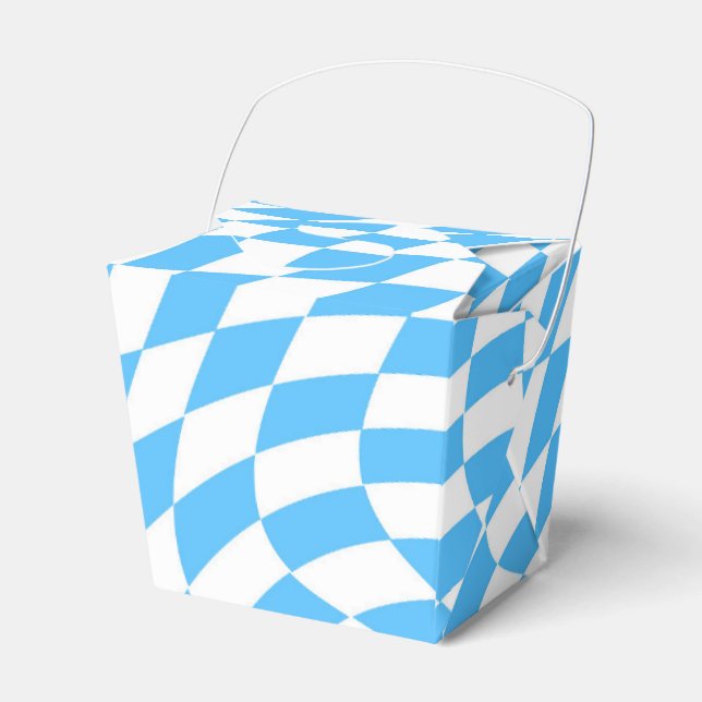 Light Blue & White Chequered Chequerboard Pattern  Favour Box (Front Side)