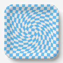 Light Blue & White Chequered Chequerboard Pattern 