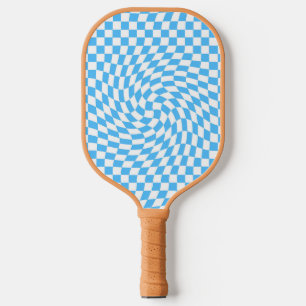 Light Blue & White Chequered Chequerboard Pattern  Pickleball Paddle