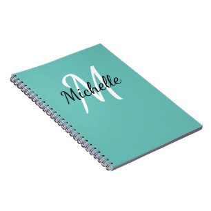 Light Blue & White Custom Monogram Cute Notebook