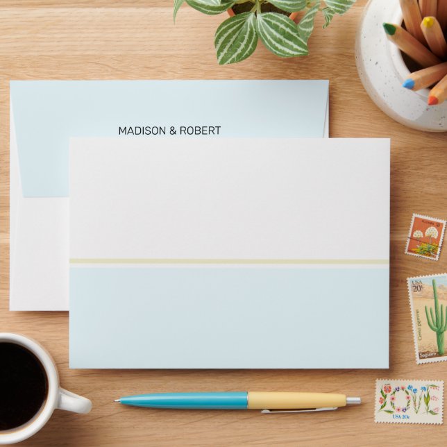Light Blue White Elegant Personalised Envelope (Desk)