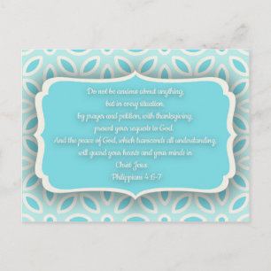 Light Blue White Floral Bible Verse Encouragement Postcard