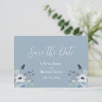 Light Blue & White Floral Save The Date