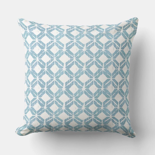 Light Blue & White Geometric Throw Pillow (Front)