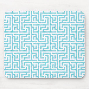 Light Blue & White Labyrinth Mouse Pad