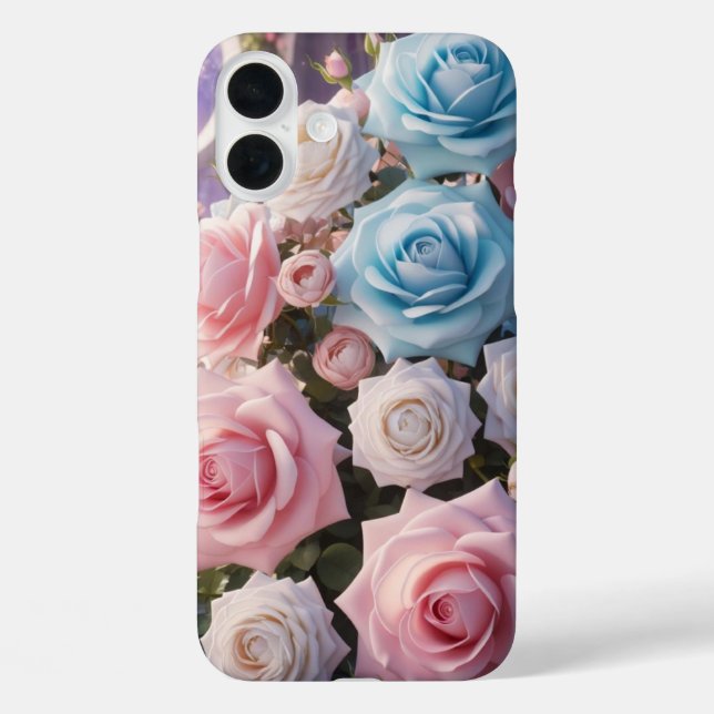 Light Blue, White & Light Pink Roses  Case-Mate iPhone Case (Back)