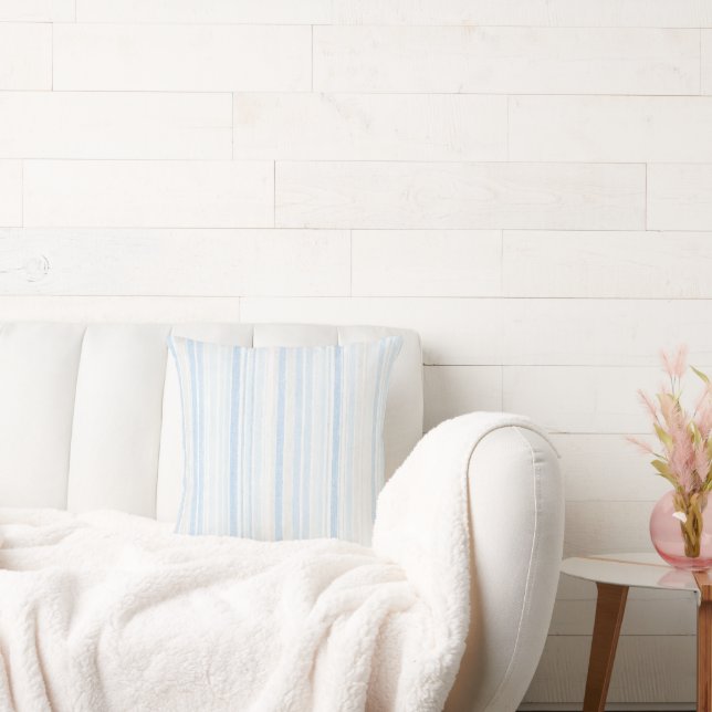Light Blue White Plaid Stripes  Cushion (Couch)