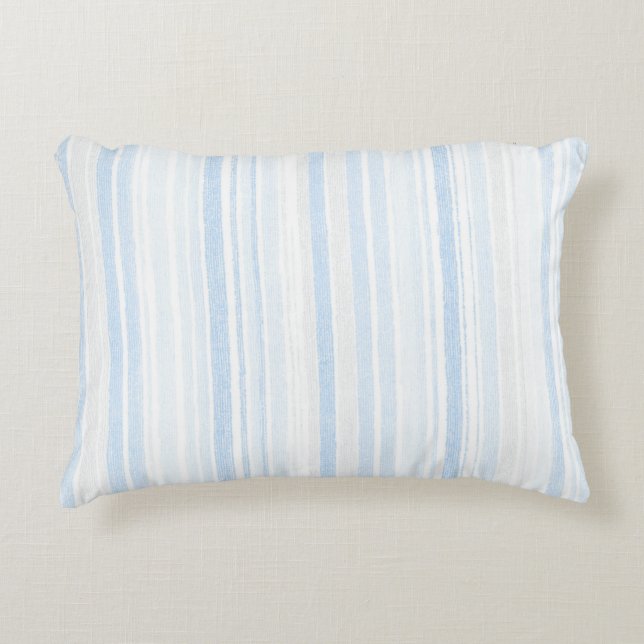 Light Blue White Plaid Stripes  Decorative Cushion (Front)