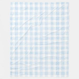 Light Blue White Plaid Stripes  Fleece Blanket
