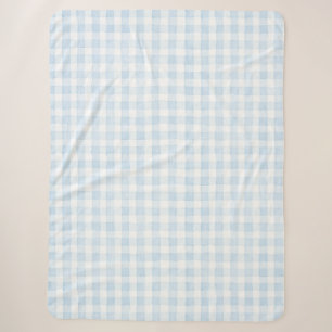 Light Blue White Plaid Stripes  Sherpa Blanket