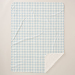 Light Blue White Plaid Stripes   Sherpa Blanket
