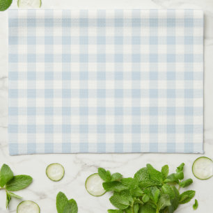 Light Blue White Plaid Stripes   Tea Towel