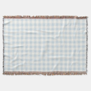 Light Blue White Plaid Stripes   Throw Blanket