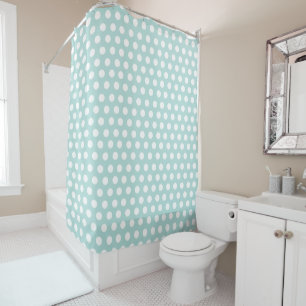 Light Blue White Polka Dot Pastel Shower Curtain